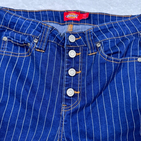 Dickies Women's High Rise Blue Striped Jeans - Size 5/27 - Picture 4 of 10